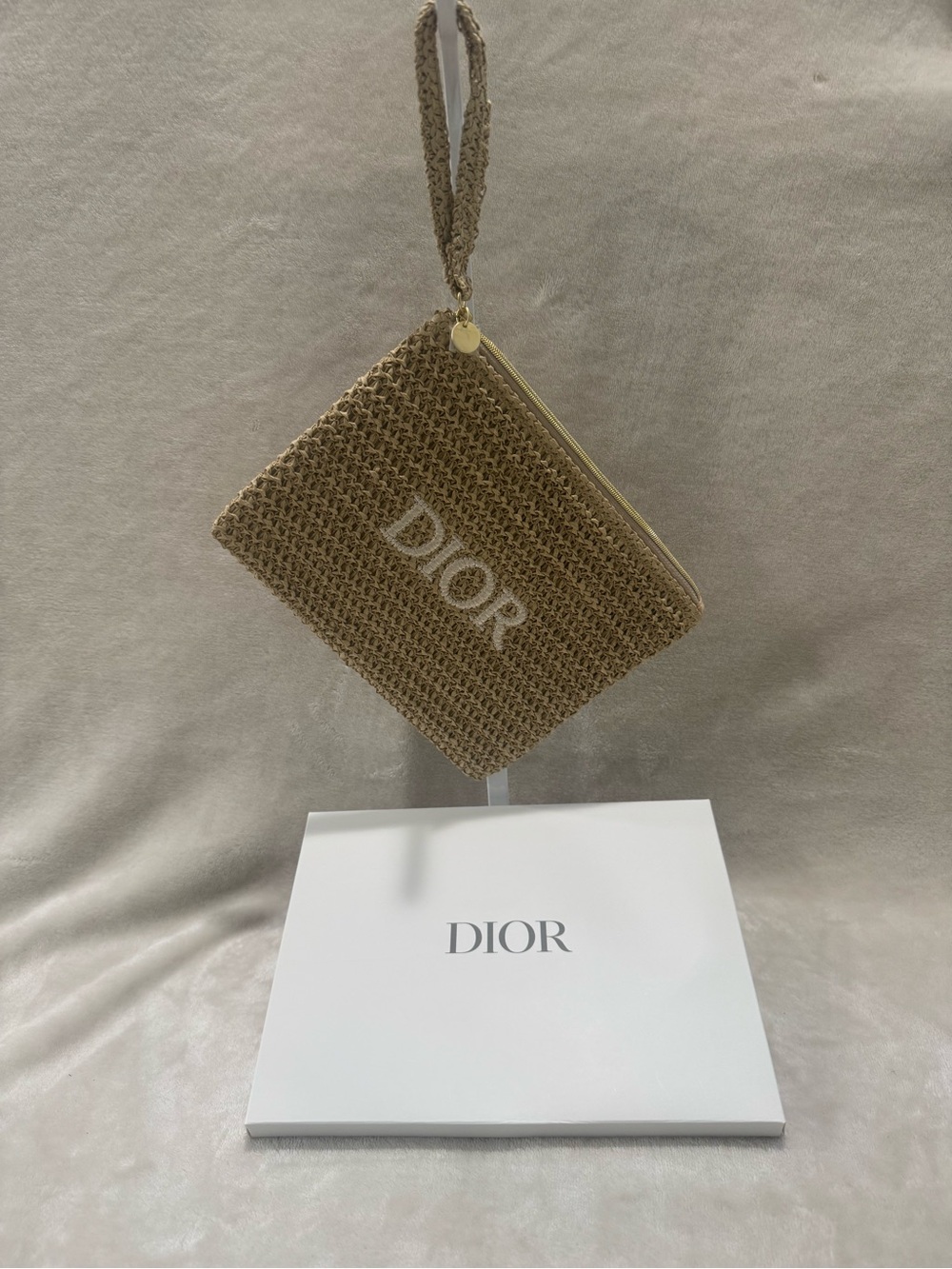 Dior Beauty GWP Wristlet Pouch in Tan with Beige Lining